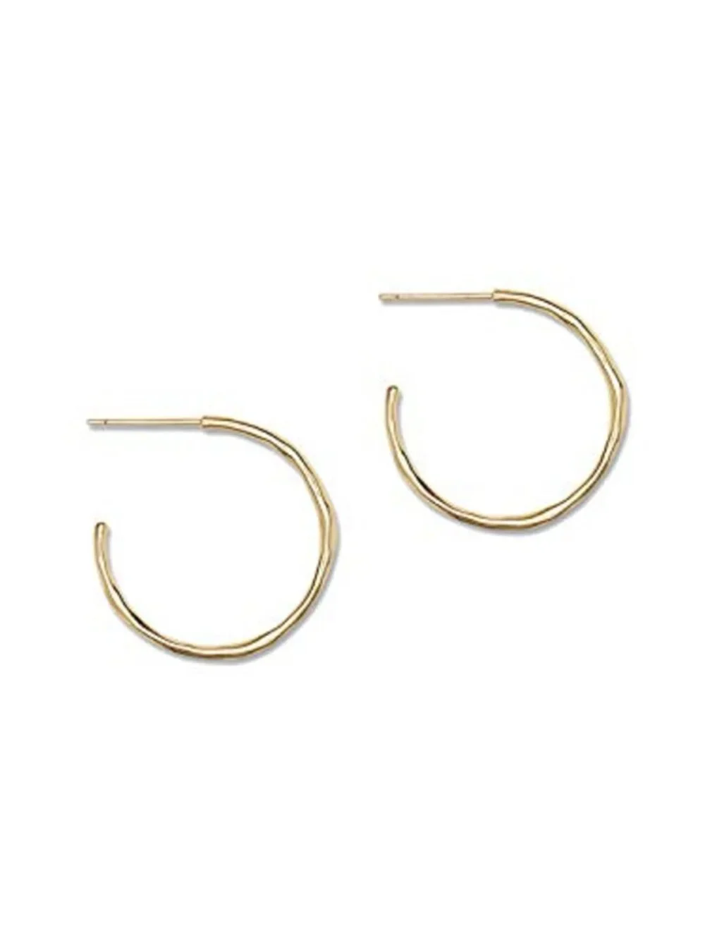 18K Gold Plated Hammered 1-Inch Small Hoop Earrings for Women
